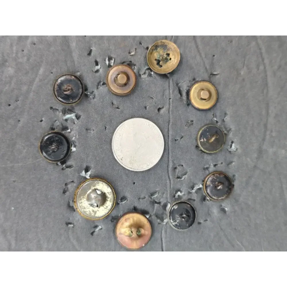 LOT II of 10 Antique Vintage Victorian Brass Mixed Materials Buttons ESTATE FIND